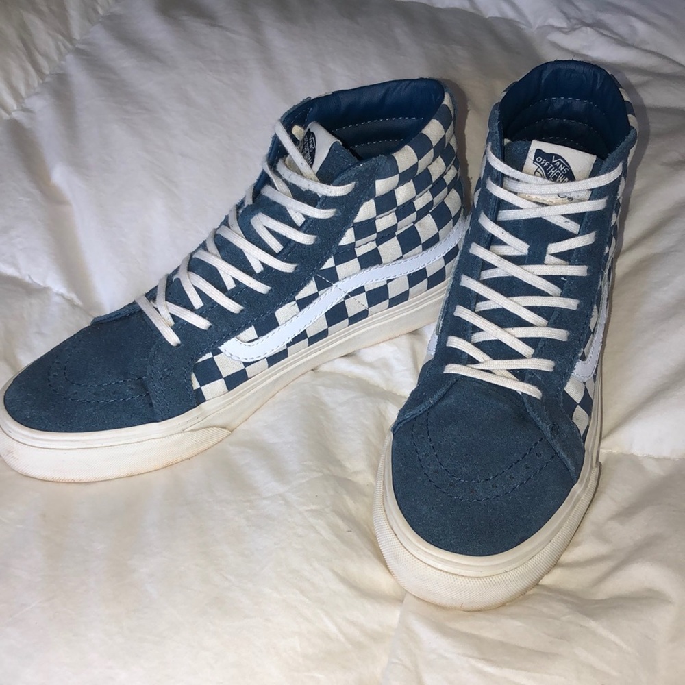 Limited edition blue checkerboard hi top Vans